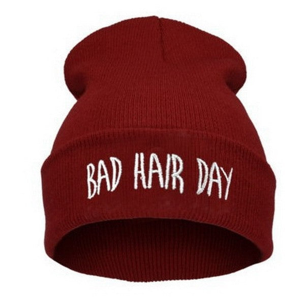 Beanie Bad Hair Day Beanie Cap Women Cotton Blend Letter Printed Knitted Winter beanies Hiphop Hats Caps RD671503-Dollar Bargains Online Shopping Australia