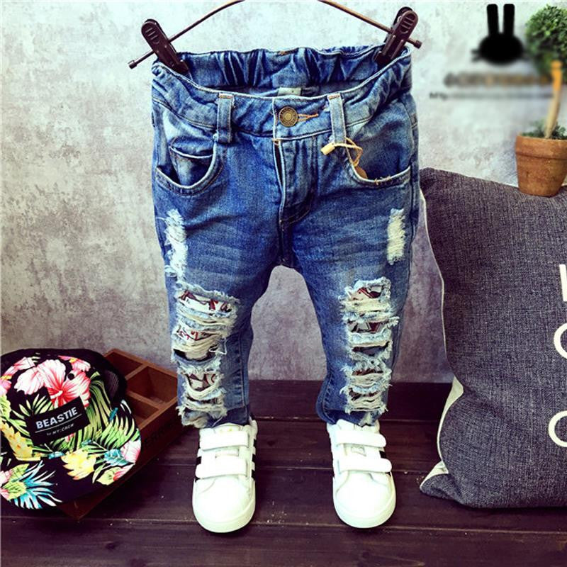 Children Broken Hole Pants Trousers Baby Boys Girls Jeans Brand Fashion Autumn 2-7Yrs Kids Trousers Children Clothing ZJ04 - CelebritystyleFashion.com.au online clothing shop australia