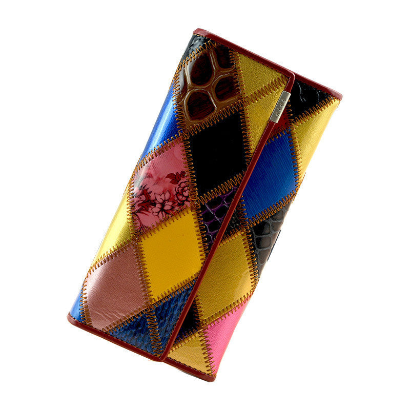 Fashion Long Genuine Leather Women Wallets Multicolor Patchwork Hasp Classic Female Clutch Carteira Feminina Women Purse Wallet-Dollar Bargains Online Shopping Australia