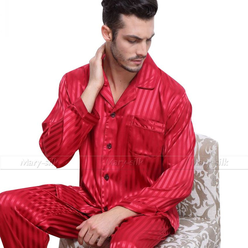 Mens Silk Satin Pajamas Set Pajama Pyjamas Set Sleepwear Set Loungewear S,M,L,XL,2XL,3XL,4XL Plus Striped Black-Dollar Bargains Online Shopping Australia