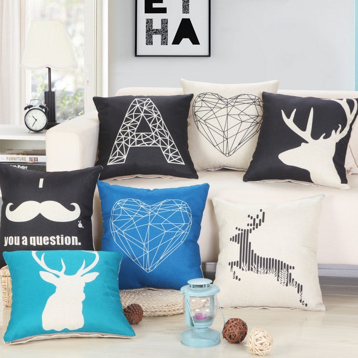 European Christmas Cushion Home Car Throw Pillows Cases Cotton and Linen Pillows Decorative Throw Pillowcase-Dollar Bargains Online Shopping Australia