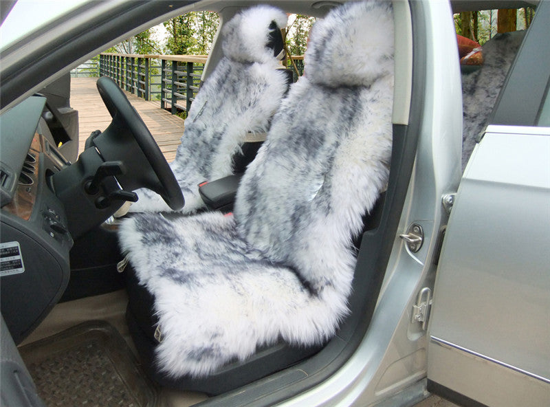 Deluxe Winter Plush Australian Sheepskin Car Seat Cover for One Front Seat Fur Auto Car Cushion Universal Car Cape-Dollar Bargains Online Shopping Australia