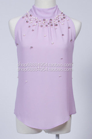 Arrival Fashion Women Beading Chiffon Blouse Fashion Sleeveless Women Turtleneck Chiffon Blouse Shirt Women Top 835i 57-Dollar Bargains Online Shopping Australia
