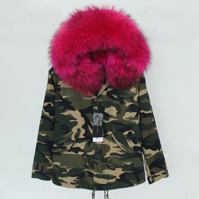 Women Winter Army Green Jacket Coats Thick Parkas Plus Size Real Fur Collar Hooded Outwear-Dollar Bargains Online Shopping Australia