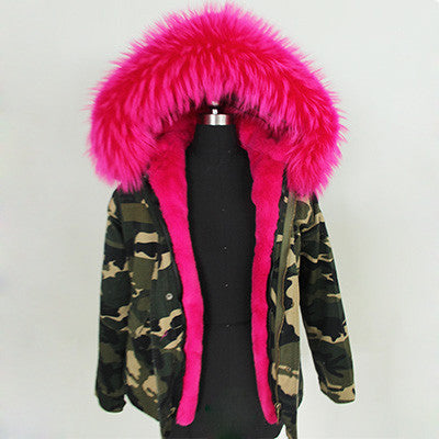 Women Winter Army Green Jacket Coats Thick Parkas Plus Size Real Fur Collar Hooded Outwear-Dollar Bargains Online Shopping Australia