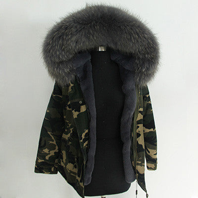 Women Winter Army Green Jacket Coats Thick Parkas Plus Size Real Fur Collar Hooded Outwear-Dollar Bargains Online Shopping Australia