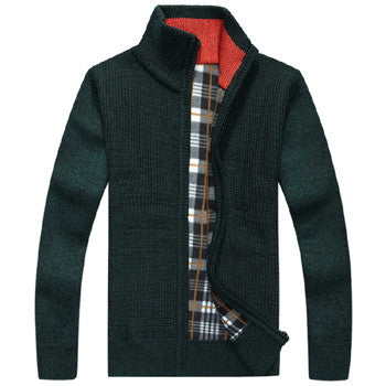 Men's Sweaters Winter Warm Thick Velvet Sweatercoat Zipper Collar Casual Cardigan Men Sweaters Pattern Knitwear Big Size 3XL 2XL-Dollar Bargains Online Shopping Australia