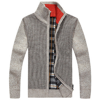 Men's Sweaters Winter Warm Thick Velvet Sweatercoat Zipper Collar Casual Cardigan Men Sweaters Pattern Knitwear Big Size 3XL 2XL-Dollar Bargains Online Shopping Australia