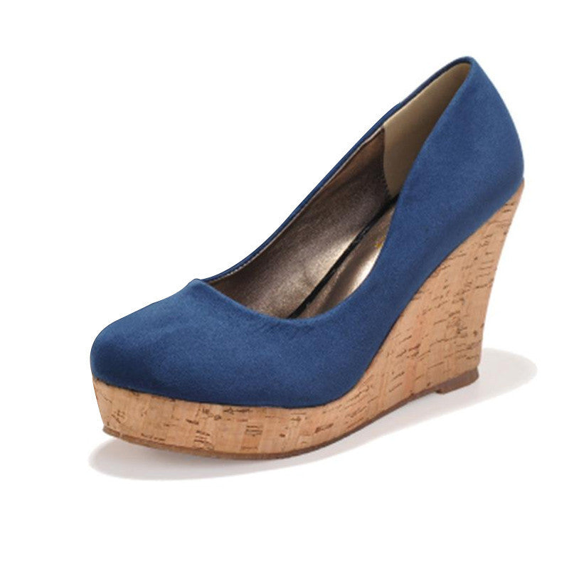 Classics Brand Genuine Leather Suede Wedges High Heels Platform Round Toe Pumps Women's Shoes - CelebritystyleFashion.com.au online clothing shop australia