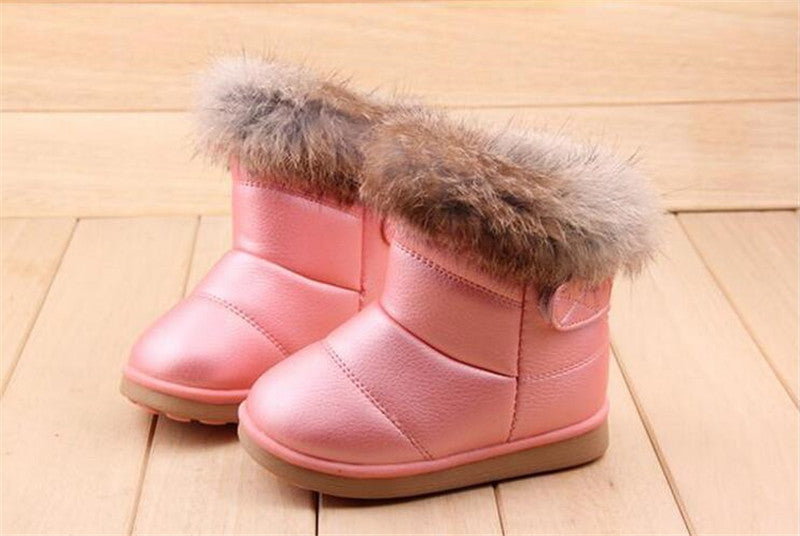 Kids Boots Children's Rubber Boots Winter Children Thicken Plush Snow Boots Child Warm Leather Short Baby Infant white shoe-Dollar Bargains Online Shopping Australia