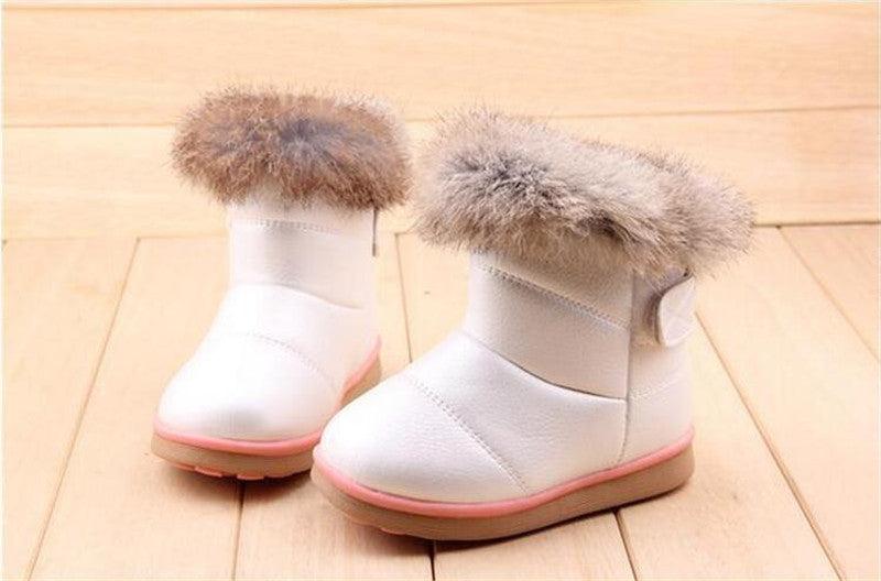 Kids Boots Children's Rubber Boots Winter Children Thicken Plush Snow Boots Child Warm Leather Short Baby Infant white shoe-Dollar Bargains Online Shopping Australia