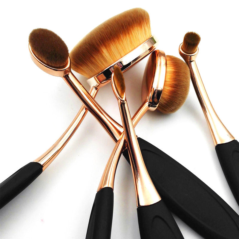 GOLD Toothbrush 10PCS Makeup Brush Set Artist Oval Puff Cream Foundation Contour Blush Powder Beauty Kit Kim Kardashian Style - CelebritystyleFashion.com.au online clothing shop australia