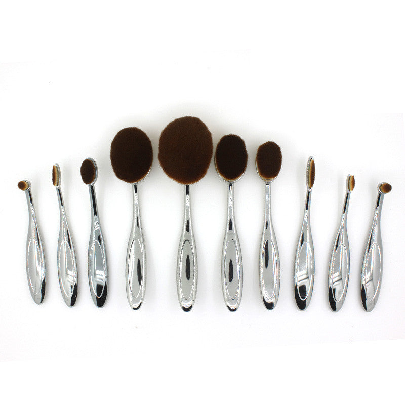 GOLD Toothbrush 10PCS Makeup Brush Set Artist Oval Puff Cream Foundation Contour Blush Powder Beauty Kit Kim Kardashian Style - CelebritystyleFashion.com.au online clothing shop australia