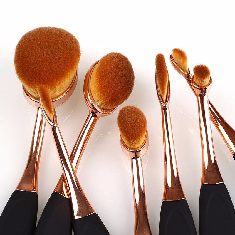 GOLD Toothbrush 10PCS Makeup Brush Set Artist Oval Puff Cream Foundation Contour Blush Powder Beauty Kit Kim Kardashian Style - CelebritystyleFashion.com.au online clothing shop australia