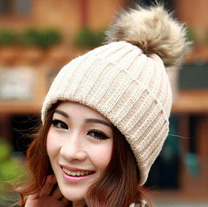 Women Spring Winter Hats Beanies Knitted Cap Crochet Hat Rabbit Fur Ear Protect Casual Cap-Dollar Bargains Online Shopping Australia