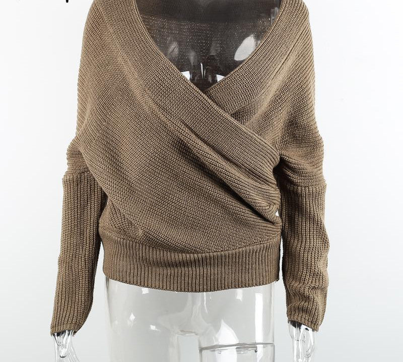 V Neck Sweater Loose Long Top Jumper - CelebritystyleFashion.com.au online clothing shop australia