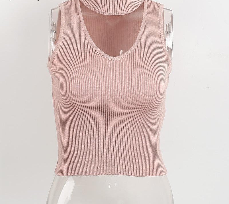 Halter Knitted Sleeveless Tank Top - CelebritystyleFashion.com.au online clothing shop australia