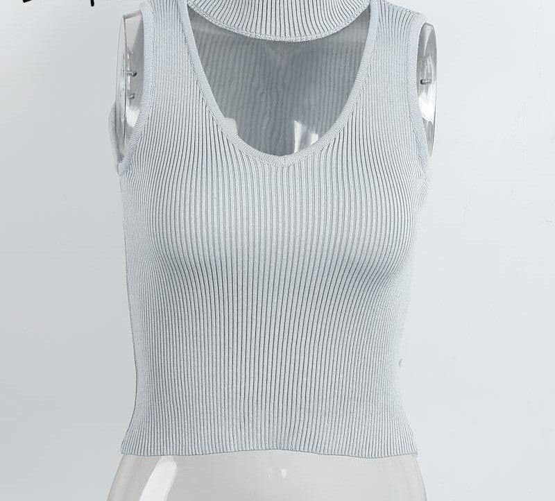 Halter Knitted Sleeveless Tank Top - CelebritystyleFashion.com.au online clothing shop australia