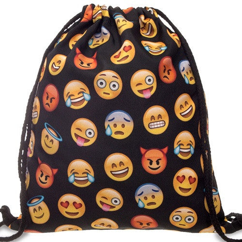 Women Emoji Backpack 3D printing travel softback women mochila drawstring bag mens backpacks-Dollar Bargains Online Shopping Australia