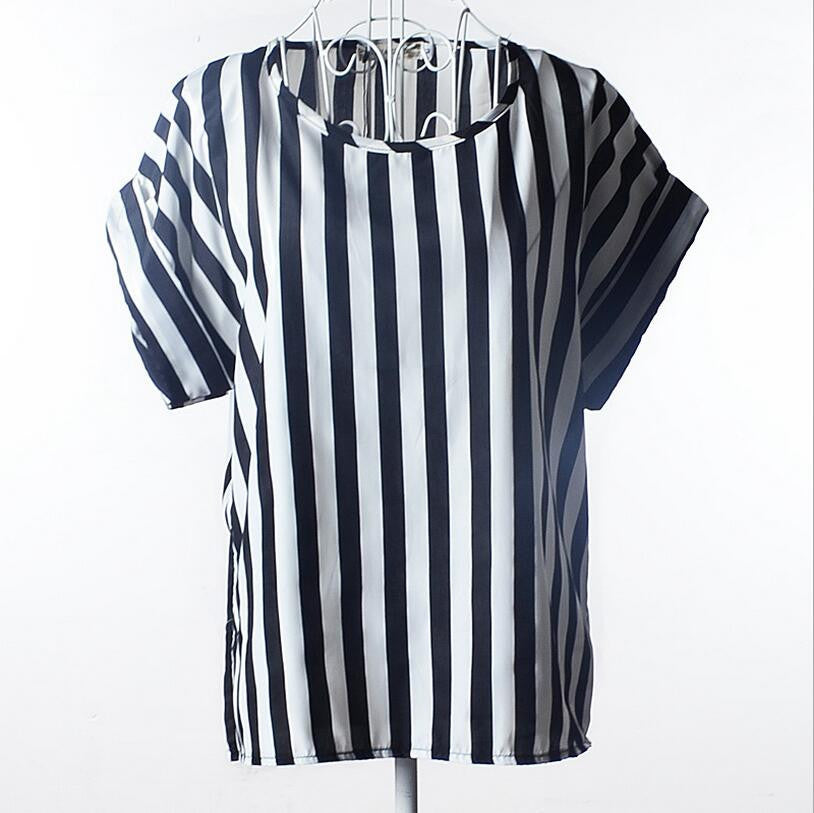 Shirt Women Blouses Kimono Chiffon Blouse Plus Size Summer Loose Colorful Print Casual Short Sleeve Blusa Feminina Stripe-Dollar Bargains Online Shopping Australia