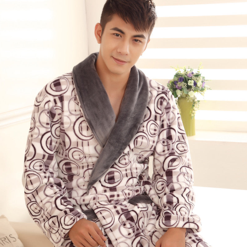 Autumn winter thick long flannel robe male coral fleece bathrobe lengthen men plus size brand long-sleeve sleepwear-Dollar Bargains Online Shopping Australia