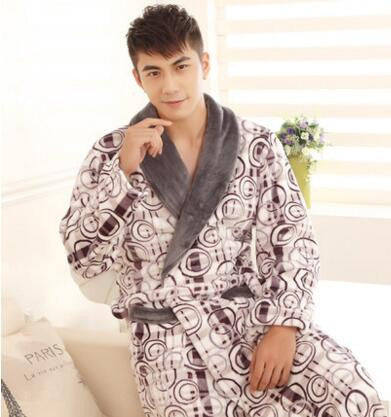 Autumn winter thick long flannel robe male coral fleece bathrobe lengthen men plus size brand long-sleeve sleepwear-Dollar Bargains Online Shopping Australia