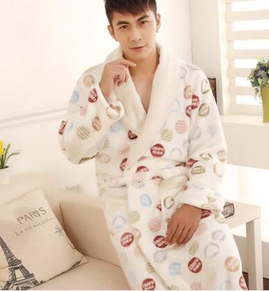 Autumn winter thick long flannel robe male coral fleece bathrobe lengthen men plus size brand long-sleeve sleepwear-Dollar Bargains Online Shopping Australia