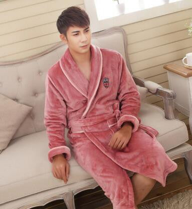 Autumn winter thick long flannel robe male coral fleece bathrobe lengthen men plus size brand long-sleeve sleepwear-Dollar Bargains Online Shopping Australia