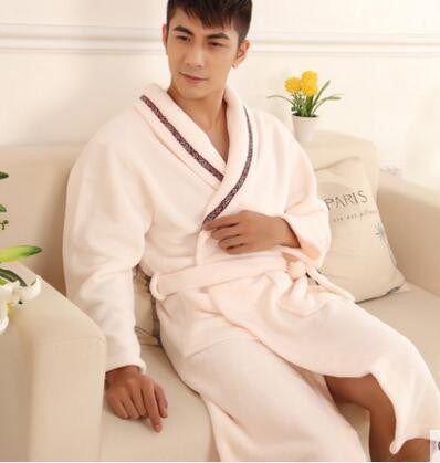 Autumn winter thick long flannel robe male coral fleece bathrobe lengthen men plus size brand long-sleeve sleepwear-Dollar Bargains Online Shopping Australia