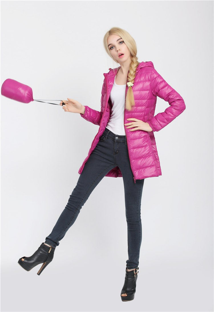 Snowka Down Parka Famous Brand Designer Winter Jacket Women Long White Duck Down Jacket Outwear Ultralight Hooded Thin Coat-Dollar Bargains Online Shopping Australia