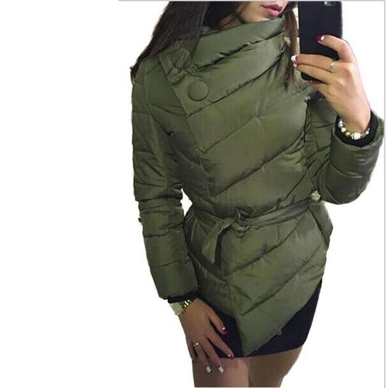 winter jacket women Down Jacket coat irrgeular high collar with belt parkas for women winter colors warm outerwear coats-Dollar Bargains Online Shopping Australia