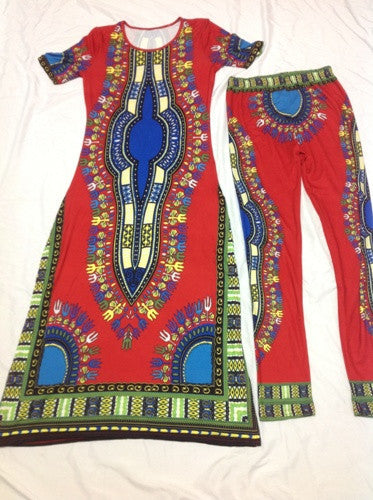 Summer Women Traditional African fashion With Side Split Long Dress And Women Traditional African fashion Leggings 2pcs Sets-Dollar Bargains Online Shopping Australia