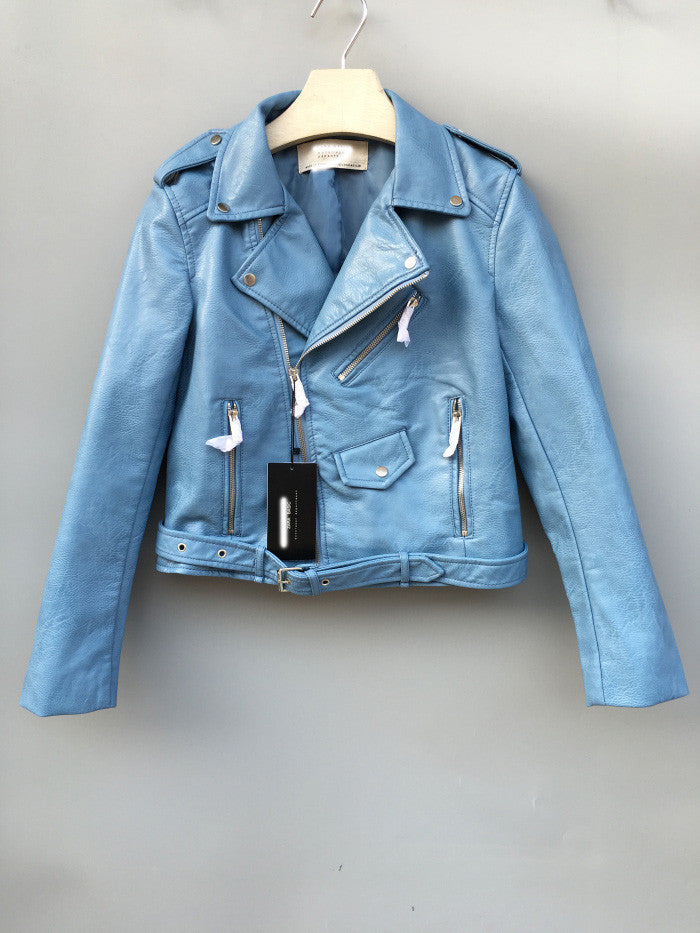 Spring Brand Women Mustard Short Faux Leather Motorcycle Cropped Biker jackets Hem belted Zips details-Dollar Bargains Online Shopping Australia