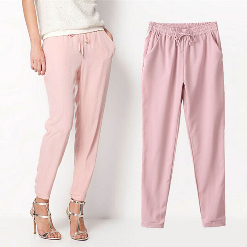 Chiffon Pants Summer Women Pants Harem Pants Drawstring Elastic Waist Pants Casual Plus Size Women Trousers-Dollar Bargains Online Shopping Australia