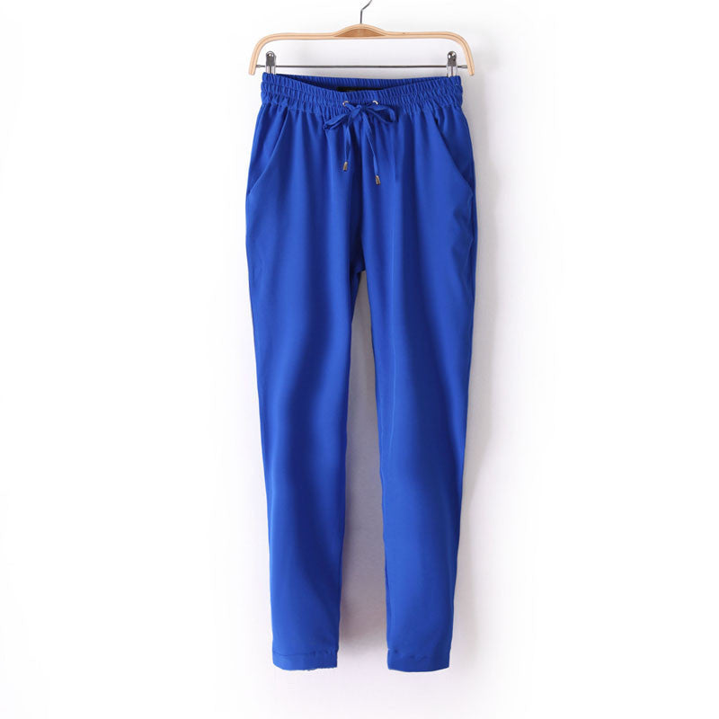 Chiffon Pants Summer Women Pants Harem Pants Drawstring Elastic Waist Pants Casual Plus Size Women Trousers-Dollar Bargains Online Shopping Australia