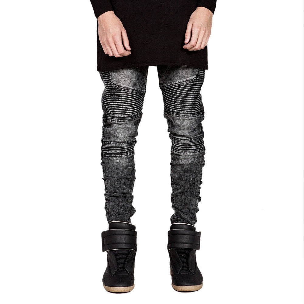Famous Brand Men Straight Slim Fit Biker Jeans Pant Denim Trousers Jeans Men Biker Denim skinny Jeans Men-Dollar Bargains Online Shopping Australia