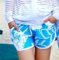 Fashion Blue and white Print Board Shorts Beach Pants Lovers Couple Models Men Women Girls Boys Ladies Shorts K609-Dollar Bargains Online Shopping Australia