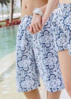 Fashion Blue and white Print Board Shorts Beach Pants Lovers Couple Models Men Women Girls Boys Ladies Shorts K609-Dollar Bargains Online Shopping Australia