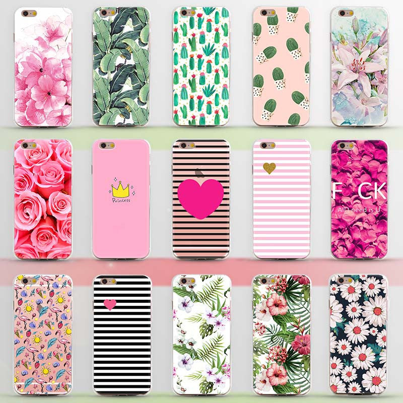 Arrival Ultrathin Soft TPU Case for iphone 5 5s SE 6 6s 7 6plus Flowers Daisy Plants Fruit Cactus Leaves pattern Phone Case-Dollar Bargains Online Shopping Australia