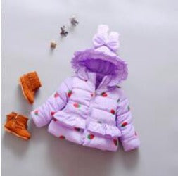 Baby girls clothes cotton-padded kids winter jacket Strawberry outwear parka children's clothing girls winter coats-Dollar Bargains Online Shopping Australia