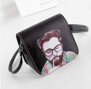 Women PU Leather Cat Wearing Big Glasses Print Shoulder Handbags Bag-Dollar Bargains Online Shopping Australia