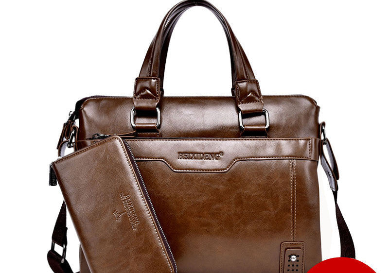 luxury leather men's briefcase leather business briefcase bag shoulder bag men's messenger bag tote handbag-Dollar Bargains Online Shopping Australia