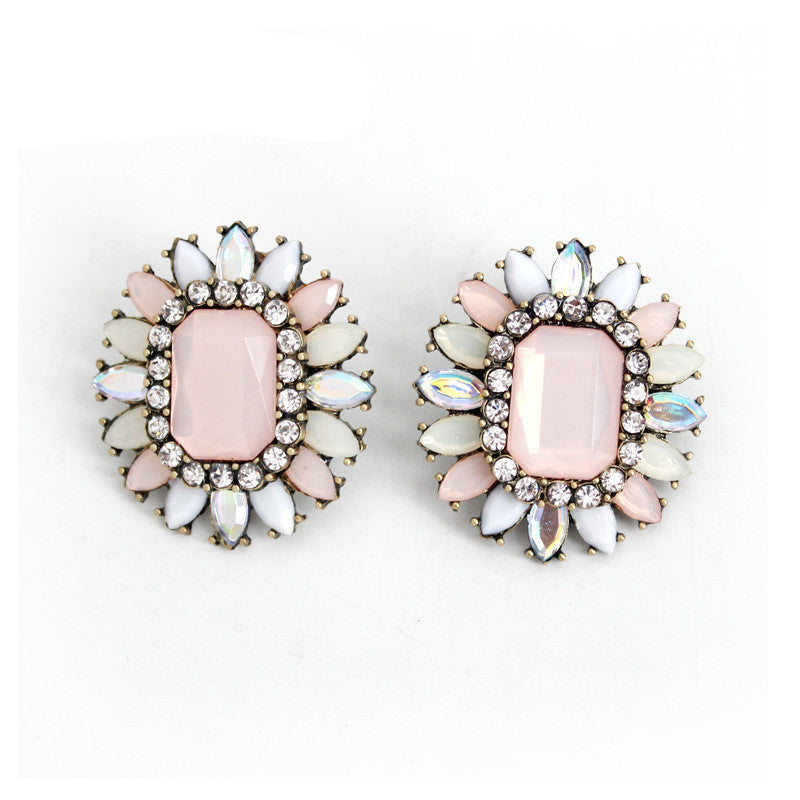 Geometric Big Flower Opal Stones Stud Earrings New Design Fashion Party Bohemian Jewelry for Women Brincos PE0218 - CelebritystyleFashion.com.au online clothing shop australia