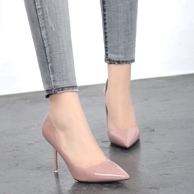 Fashion shoes women Pumps female shoes leather nude pointed toe heeled shoes women thin heels bridal wedding shoes-Dollar Bargains Online Shopping Australia