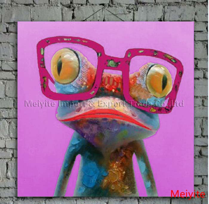 Cartoon Oil Painting on Canvas Abstract Animal Wall Art for Home Decoration 1pc Happy Frog 5cm strecth/ no frame-Dollar Bargains Online Shopping Australia