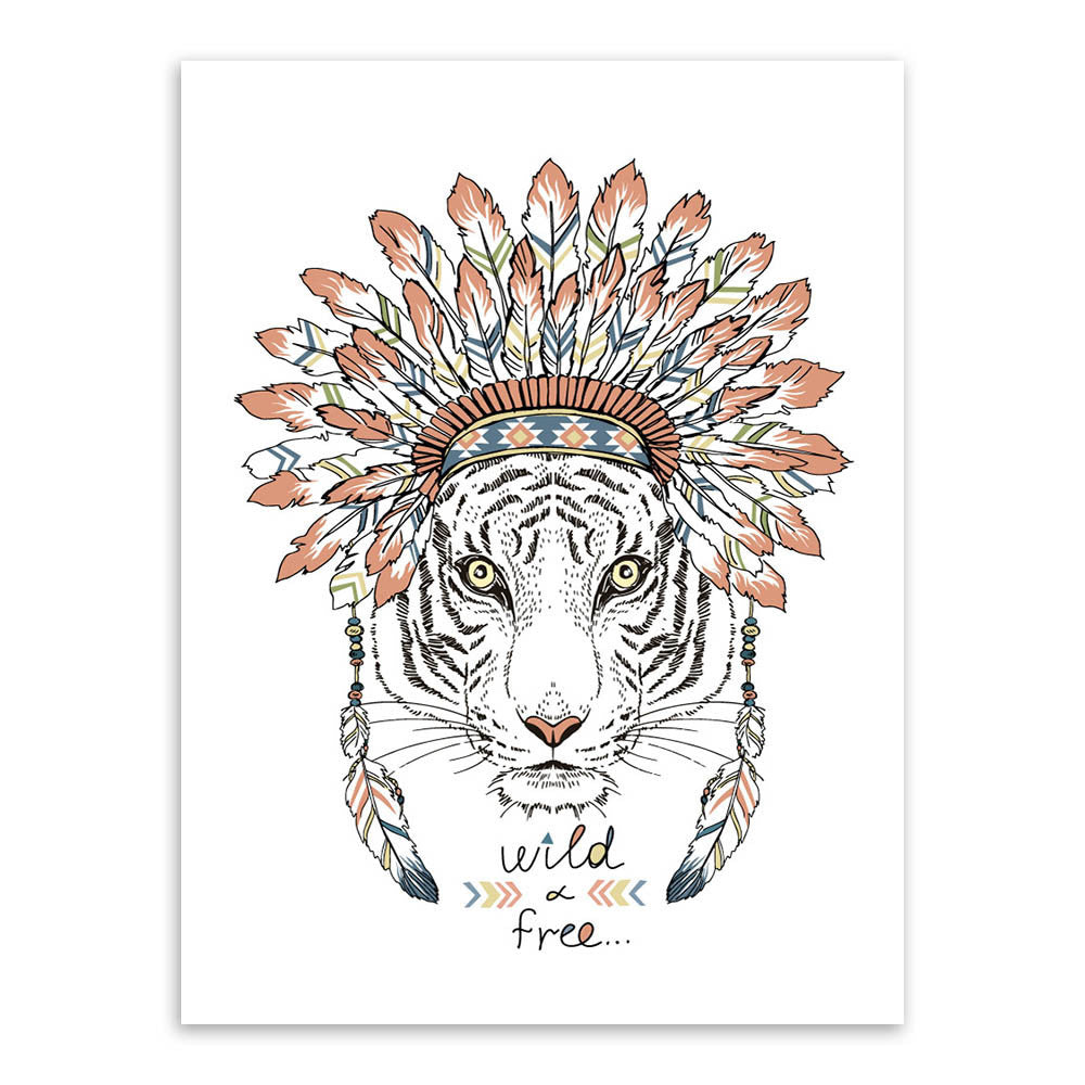 Indian Animals Head Hippie Fashion Deer Horse Zebra A4 Large Art Print Poster Wall Pictures Canvas Painting No Framed Home Decor-Dollar Bargains Online Shopping Australia