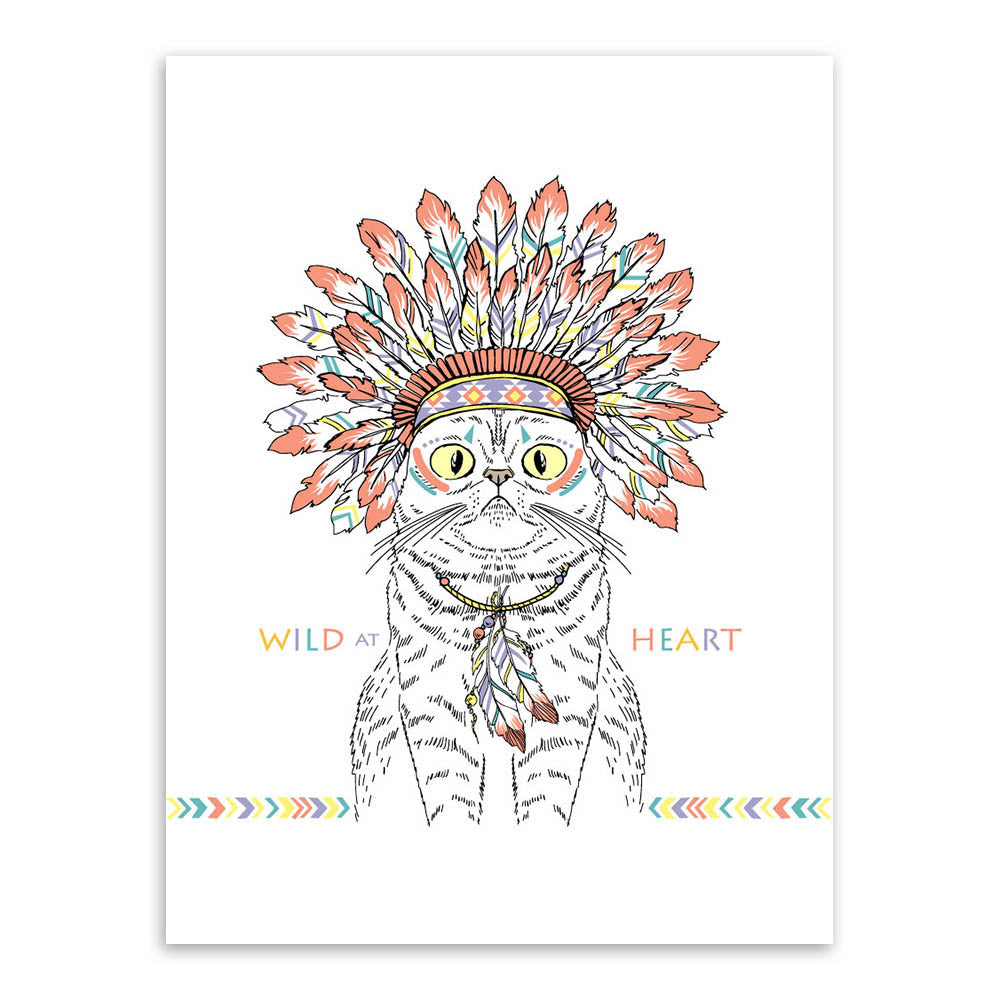 Indian Animals Head Hippie Fashion Deer Horse Zebra A4 Large Art Print Poster Wall Pictures Canvas Painting No Framed Home Decor-Dollar Bargains Online Shopping Australia