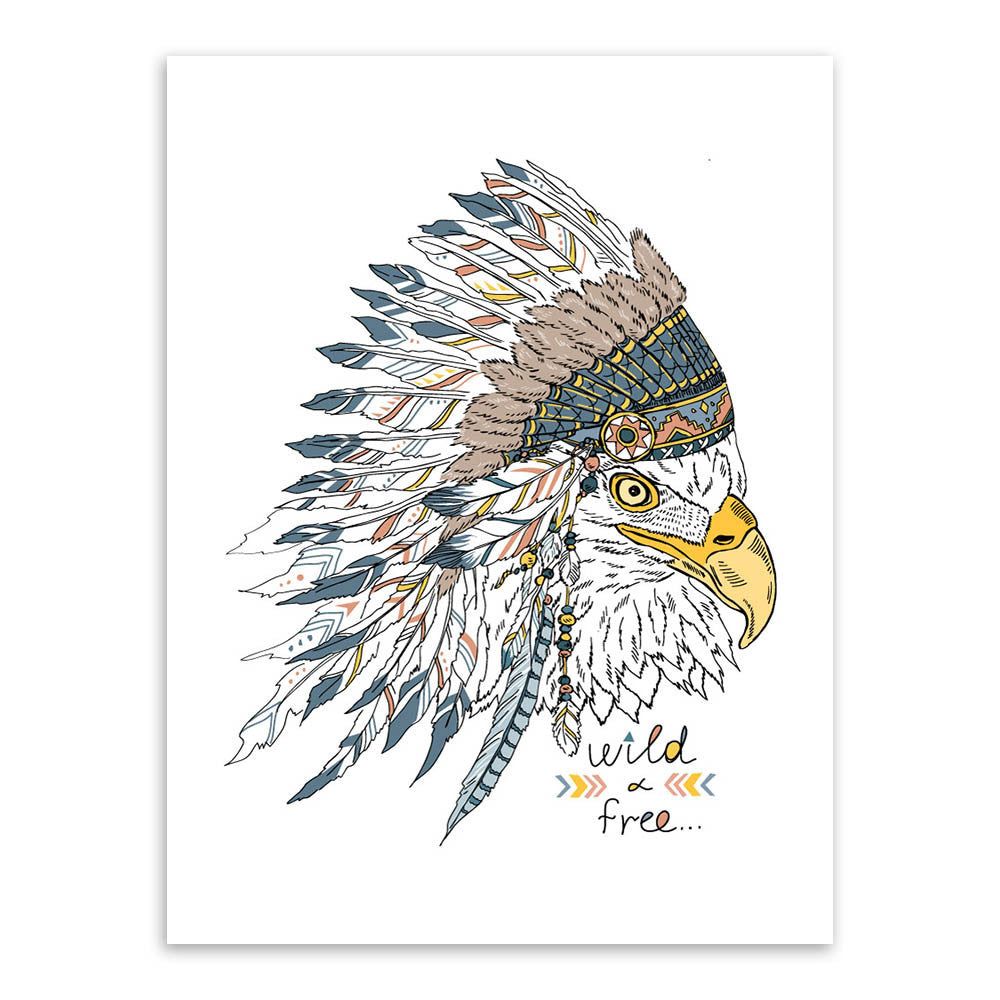 Indian Animals Head Hippie Fashion Deer Horse Zebra A4 Large Art Print Poster Wall Pictures Canvas Painting No Framed Home Decor-Dollar Bargains Online Shopping Australia