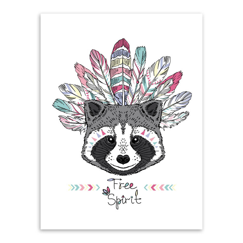 Indian Animals Head Hippie Fashion Deer Horse Zebra A4 Large Art Print Poster Wall Pictures Canvas Painting No Framed Home Decor-Dollar Bargains Online Shopping Australia