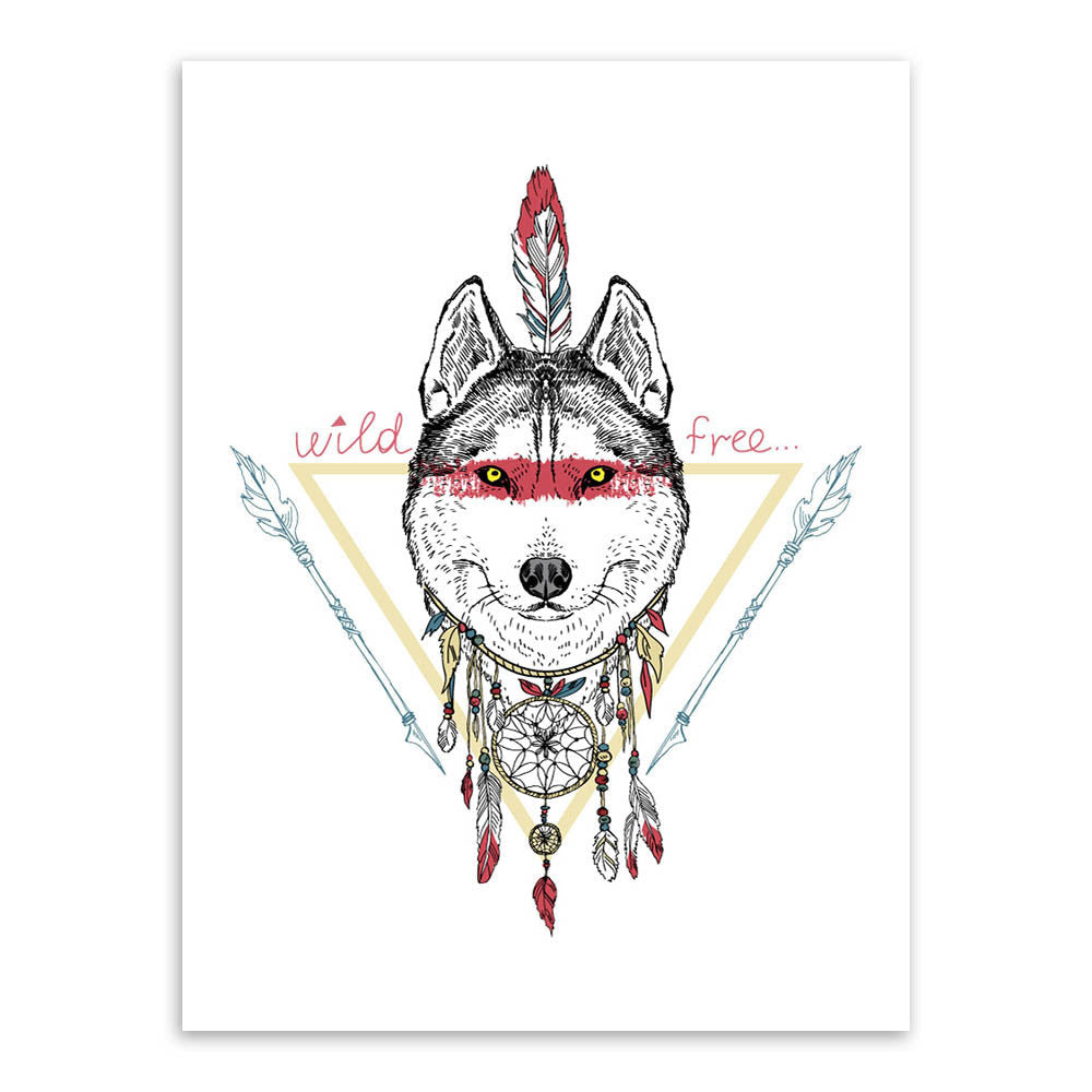 Indian Animals Head Hippie Fashion Deer Horse Zebra A4 Large Art Print Poster Wall Pictures Canvas Painting No Framed Home Decor-Dollar Bargains Online Shopping Australia